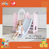 Cầu trượt xích đu kết hợp bóng rổ hồng ngọc 4 trong 1