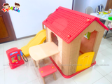 Nhà chơi cầu trượt Hàn Quốc kiểu mới kết hợp bàn ghế và bóng rổ