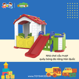 Nhà chơi cầu trượt quây đa năng màu đỏ