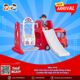 Nhà chơi cầu trượt quây bóng xe Bus London kết hợp xích đu 4 trong 1