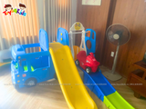 Nhà chơi cầu trượt quây bóng xe Bus Tayo kết hợp xích đu 4 trong 1