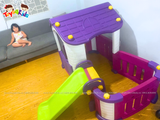 Nhà chơi cầu trượt quây đa năng màu tím