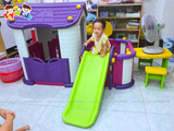 Nhà chơi cầu trượt quây kết hợp bàn ghế và bóng rổ 5 in 1
