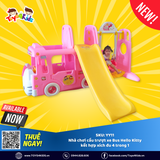 Nhà chơi cầu trượt xe Bus Hello Kitty kết hợp xích đu 4 trong 1