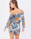  Jumpsuit ngắn bẹt vai, tay dài 