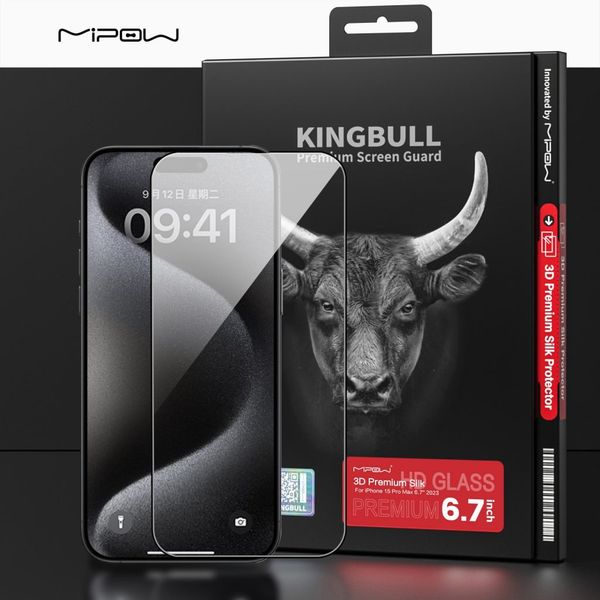 Cường lực Mipow Kingbull iPhone 15 Pro Max 3D Premium Silk Protector