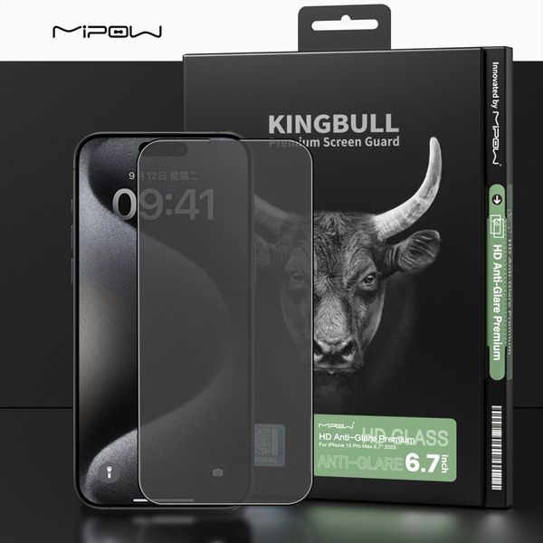 Cường lực Mipow Kingbull iPhone 15 Pro Max Chống Vân Tay HD Anti Glare Protector