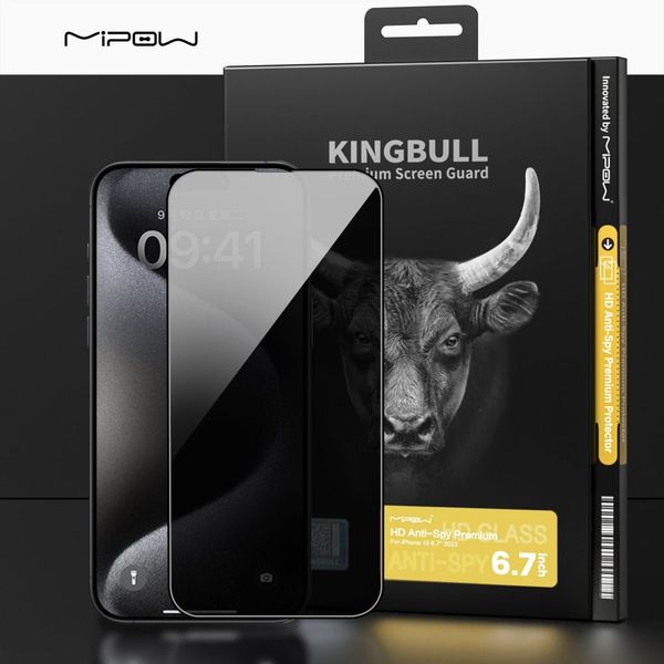 Cường lực Mipow Kingbull iPhone 15 Plus Chống Nhìn Trộm HD Anti Spy Protector