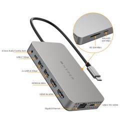 Cổng chuyển HYPERDRIVE DUAL 4K HDMI 10-IN-1 (2 MÀN HÌNH) USB-C HUB FOR MACBOOK M1/M2 HDM1H