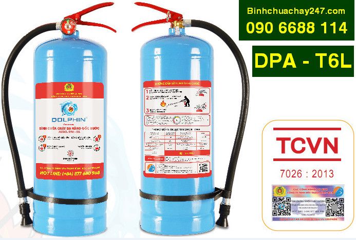 Bình chữa cháy đa năng gốc nước Dolphin DPA-T6L có tem kiểm định