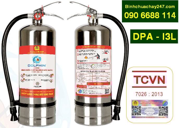 Bình chữa cháy đa năng gốc nước Dolphin DPA-I3L có tem kiểm định
