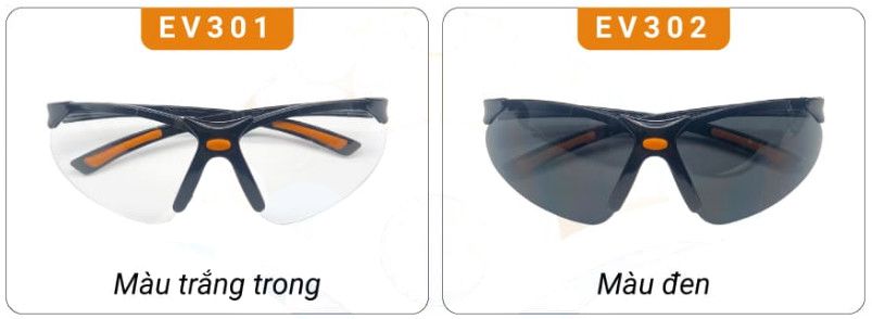Kính bảo hộ lao động EV301 trắng/ EV302 đen