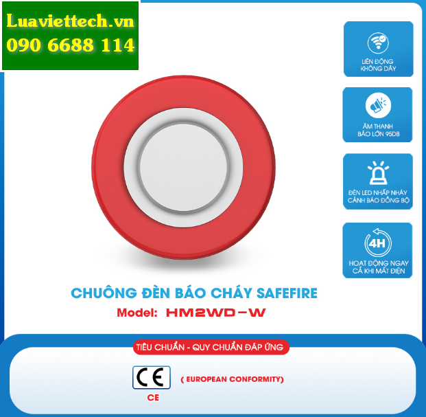 Chuông đèn báo cháy SafeFire HM2WD-W