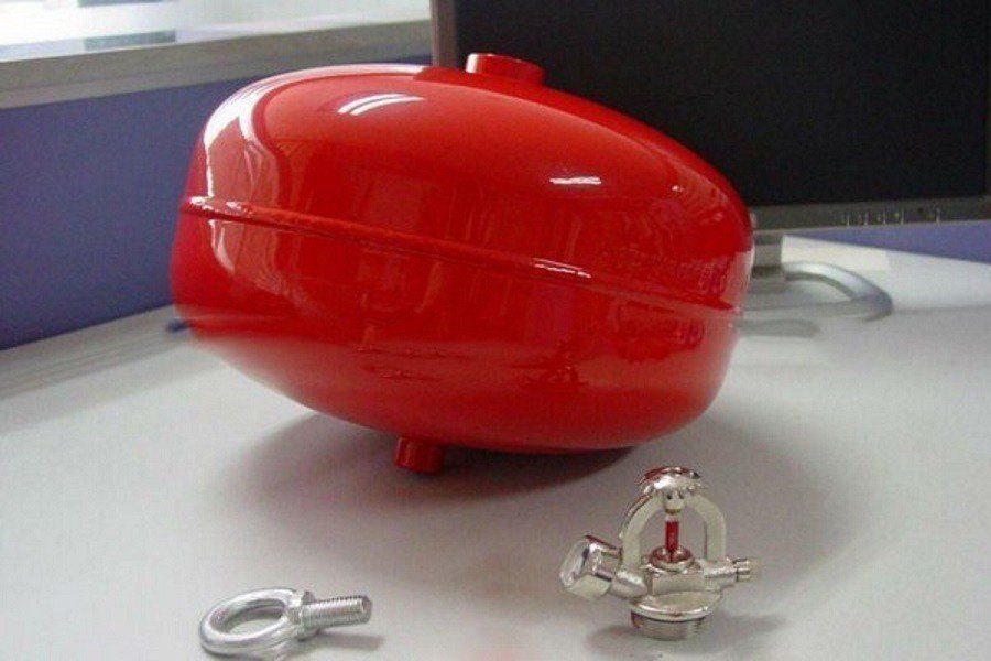 Bình cầu chữa cháy tự động bột ABC 8kg, hiệu Dragon/Việt Nam