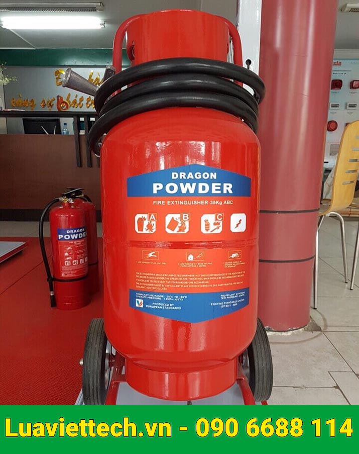 Bình chữa cháy xe đẩy bột 35 kg, hiệu Dragon