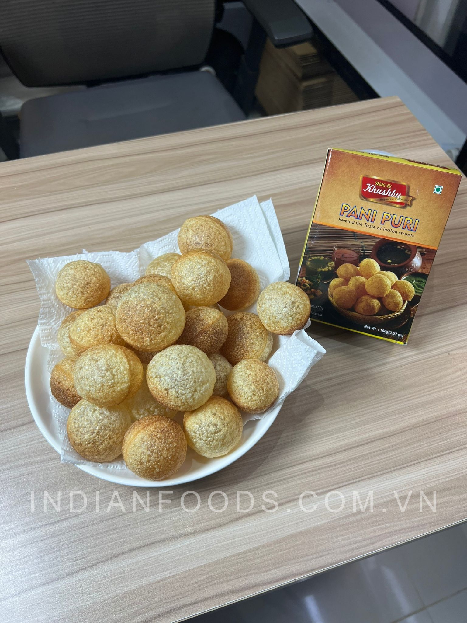 banh phong chien an do mitti pani puri 100g