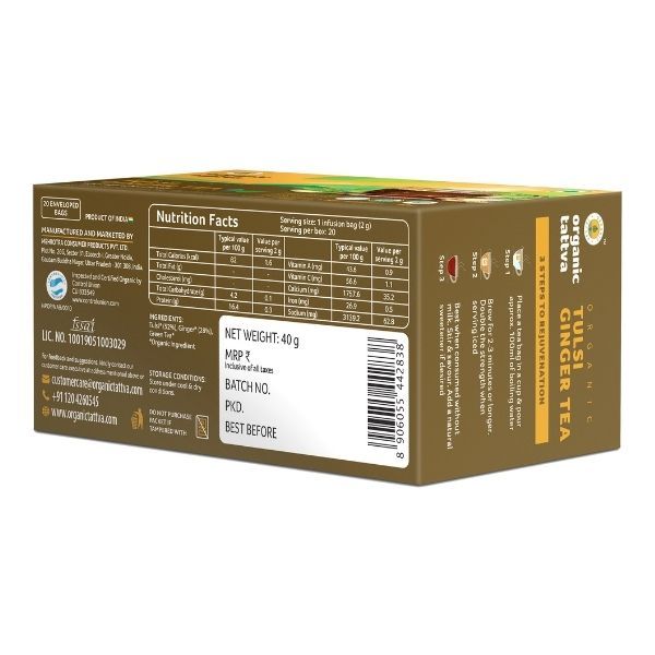 tra gung huu co tui loc an do tattva organic tulsi ginger tea 20 tui 40gr