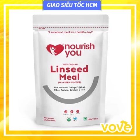 bot hat lanh huu co an do nourishyou organic linseed meal flaxseed powder 200gr