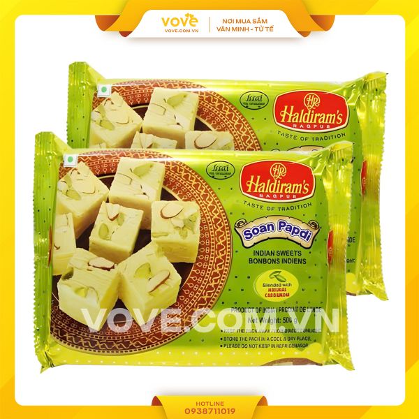Bánh ngọt tráng miệng Ấn Độ vị Đậu khấu HALDIRAMS Soan Papdi Cardamom, 250gr