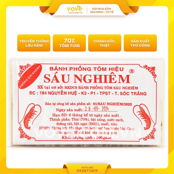 Bánh phồng tôm Sáu Nghiêm (Loại thượng hạng) 500gr