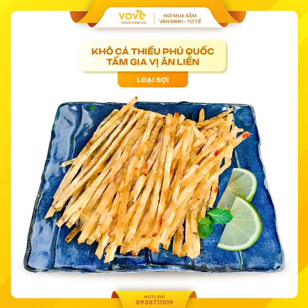 Khô cá Thiều Phú Quốc tẩm gia vị ăn liền, loại Sợi 500gr