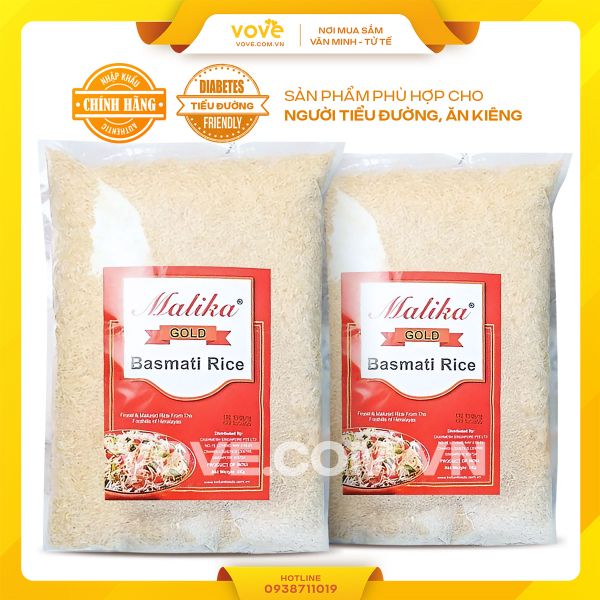 Gạo hạt dài Ấn Độ MALIKA Basmati Rice, phù hợp người tiểu đường, ăn kiêng, 5kg