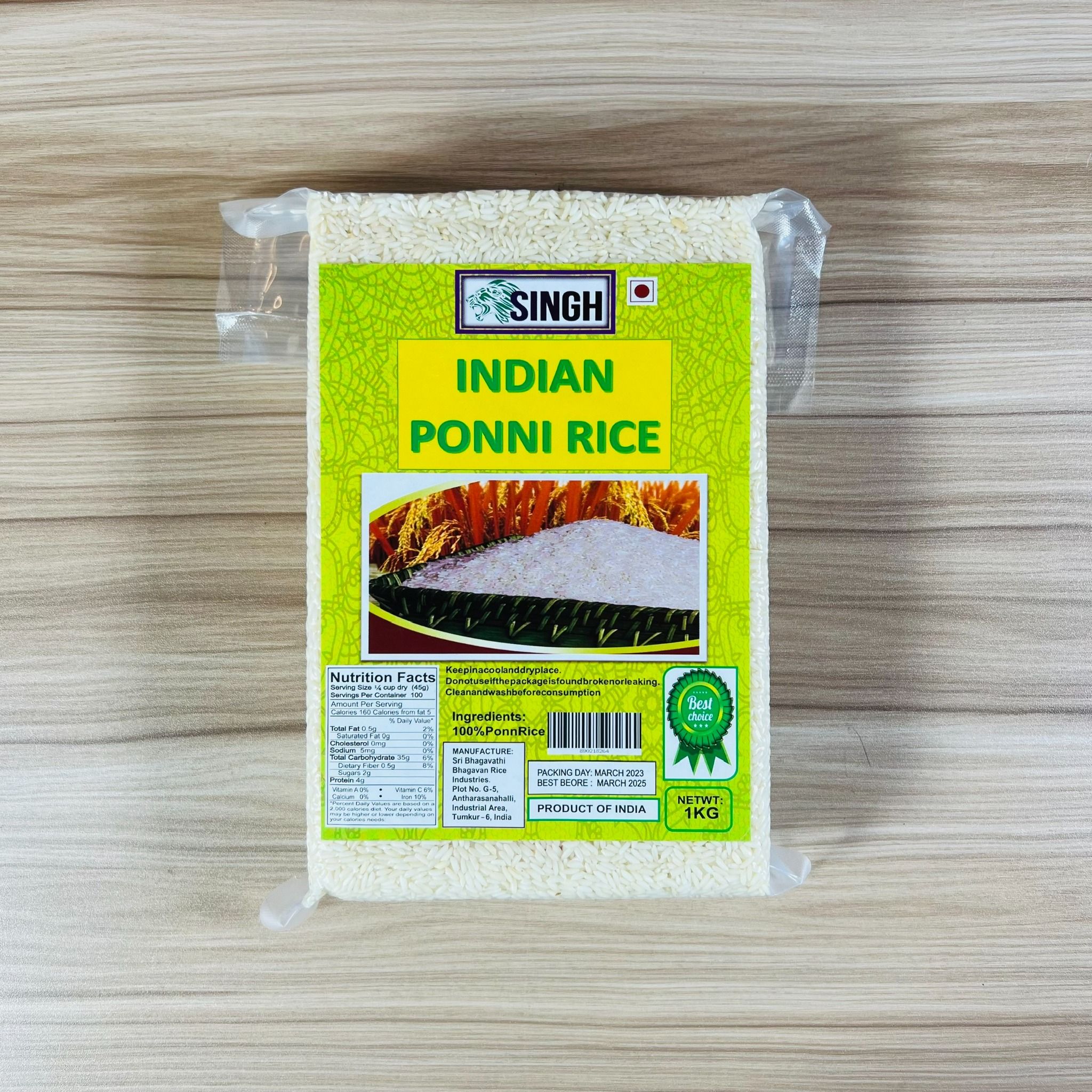 gao hat ngan nho xiu an do singh ponni rice 1kg