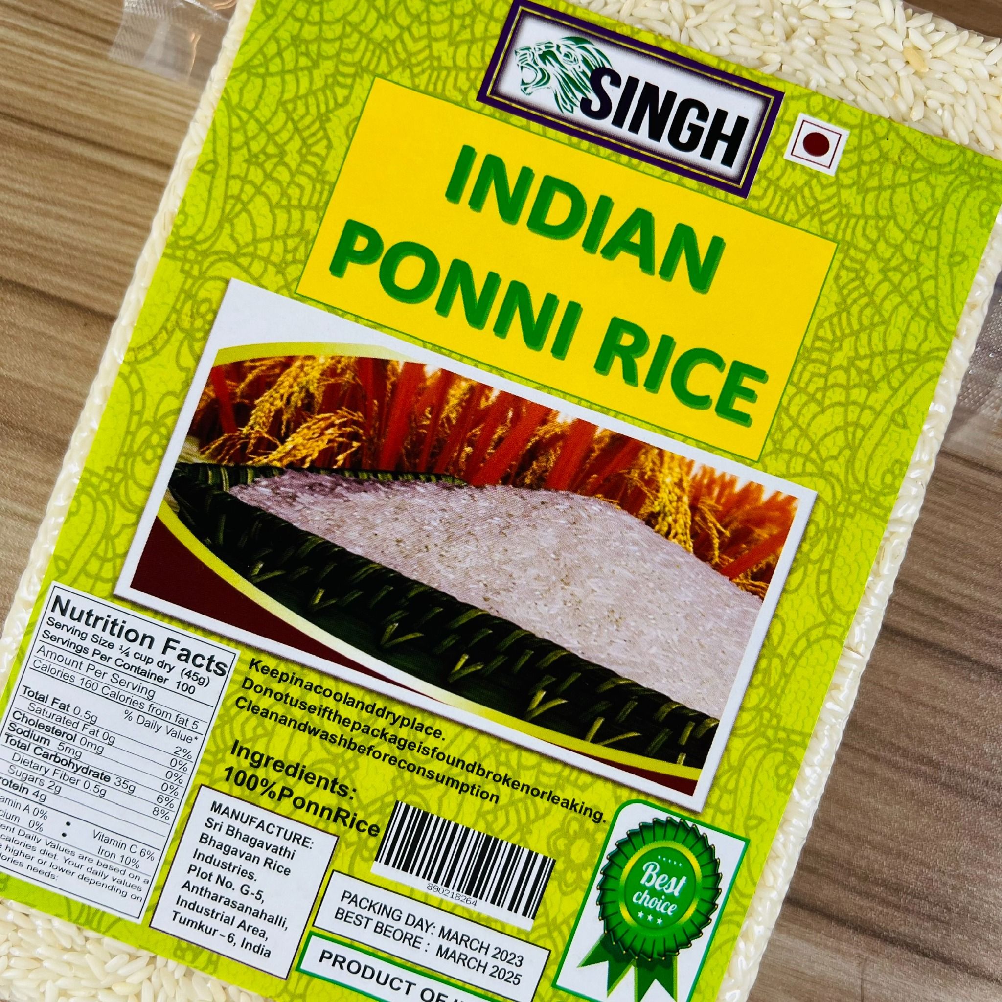 gao hat ngan nho xiu an do singh ponni rice 1kg