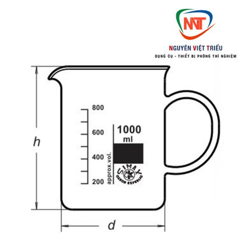 Cốc thủy tinh có quai chia vạch (Nhiều dung tích)