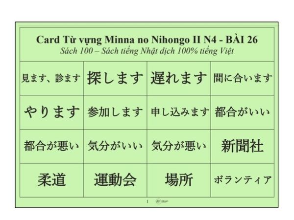 CARD MINNA NO NIHONGO - QUYỂN 2 (Dịch tiếng Việt)