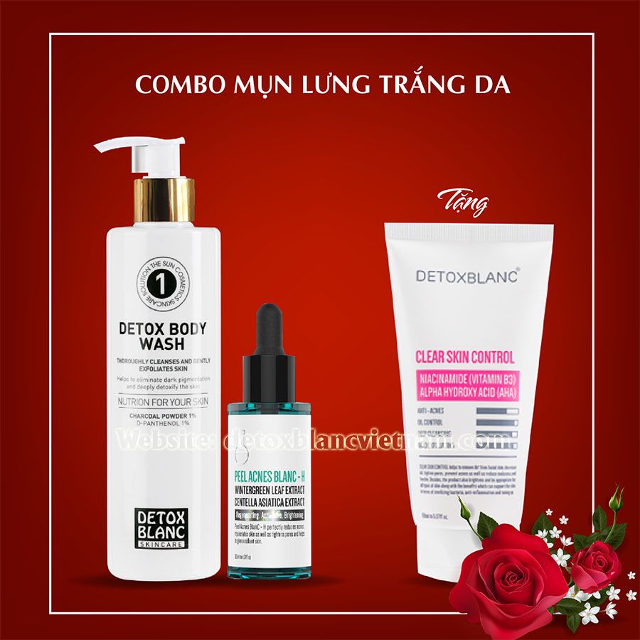 Combo Mụn Lưng Trắng Da Detox BlanC