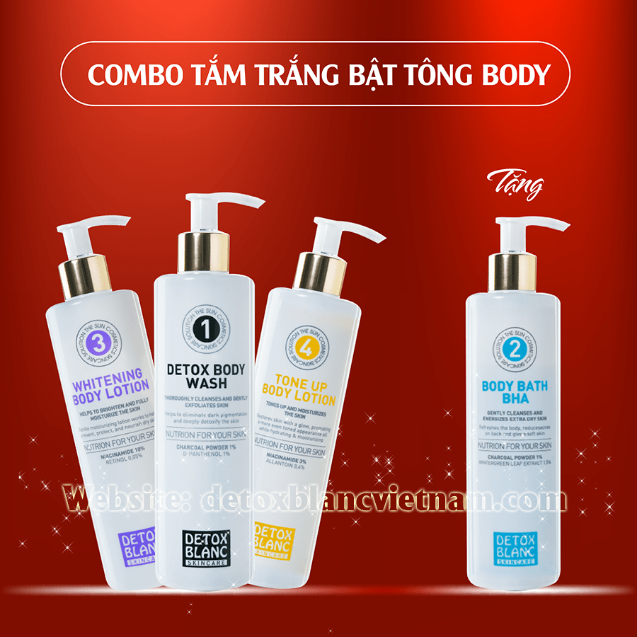 Combo Tắm Trắng Body Ngăm Lì Bật Tông