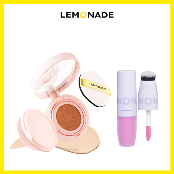 COMBO PHẤN NƯỚC SIÊU KIỀM DẦU SUPERMATTE CUSHION & MÁ KEM MỊN LÌ THUẦN CHAY LEMONADE PERFECT COUPLE BLUSH