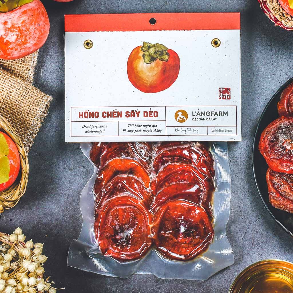 Hồng chén sấy dẻo, 300g, bịch, mẫu hút chân không