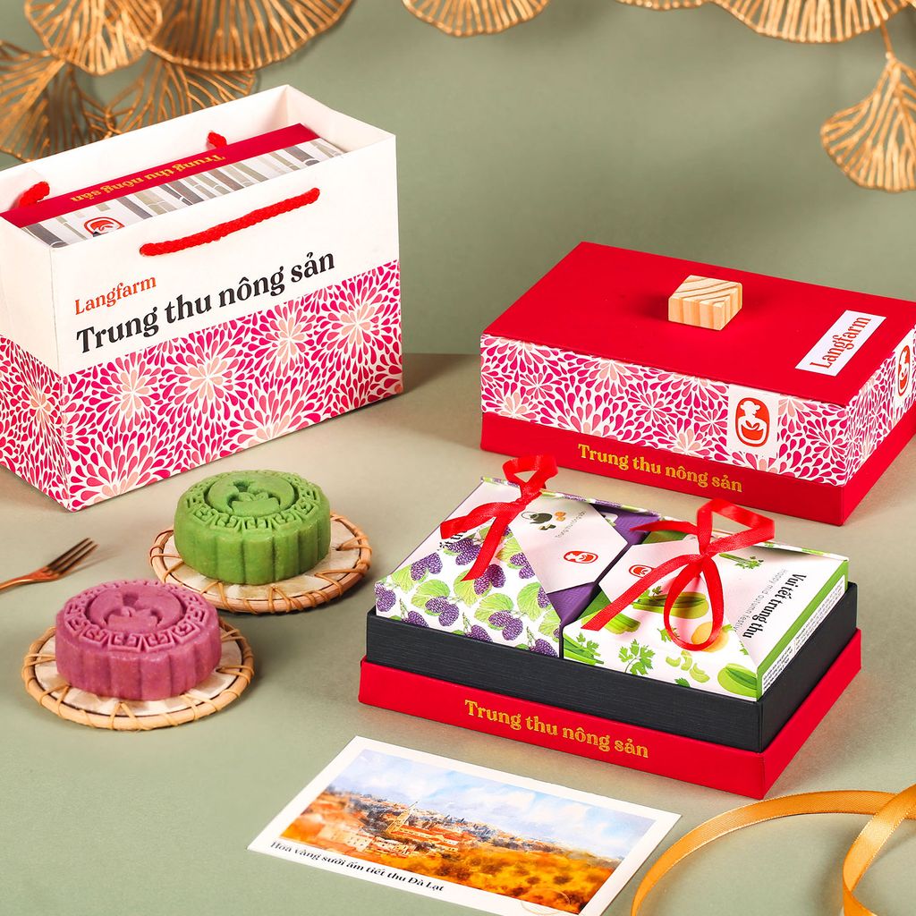 Set quà trung thu nông sản, 2 món, hộp, mẫu origami 23 - Hàng tặng - Không bán