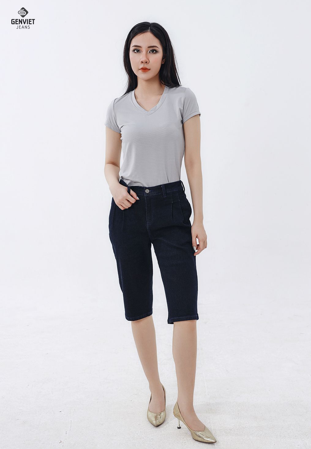  Quần Ngố Nữ Jeans Col Thụng DQ304J8232 