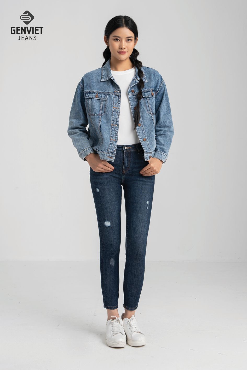  Áo Khoác 1 Lớp Nữ Jeans Suông TK124J8042 