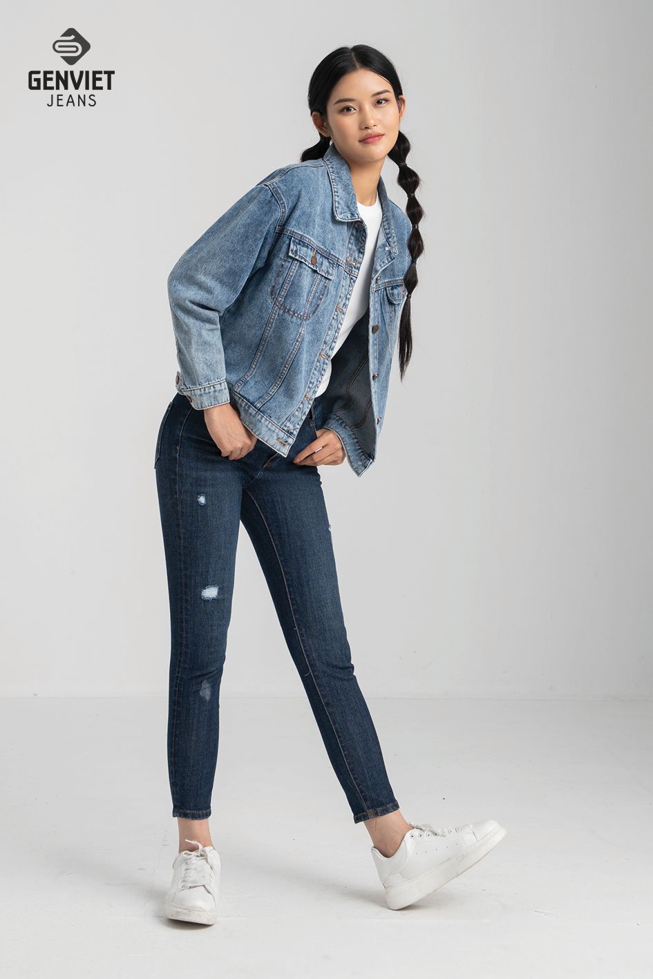  Áo Khoác 1 Lớp Nữ Jeans Suông TK124J8042 