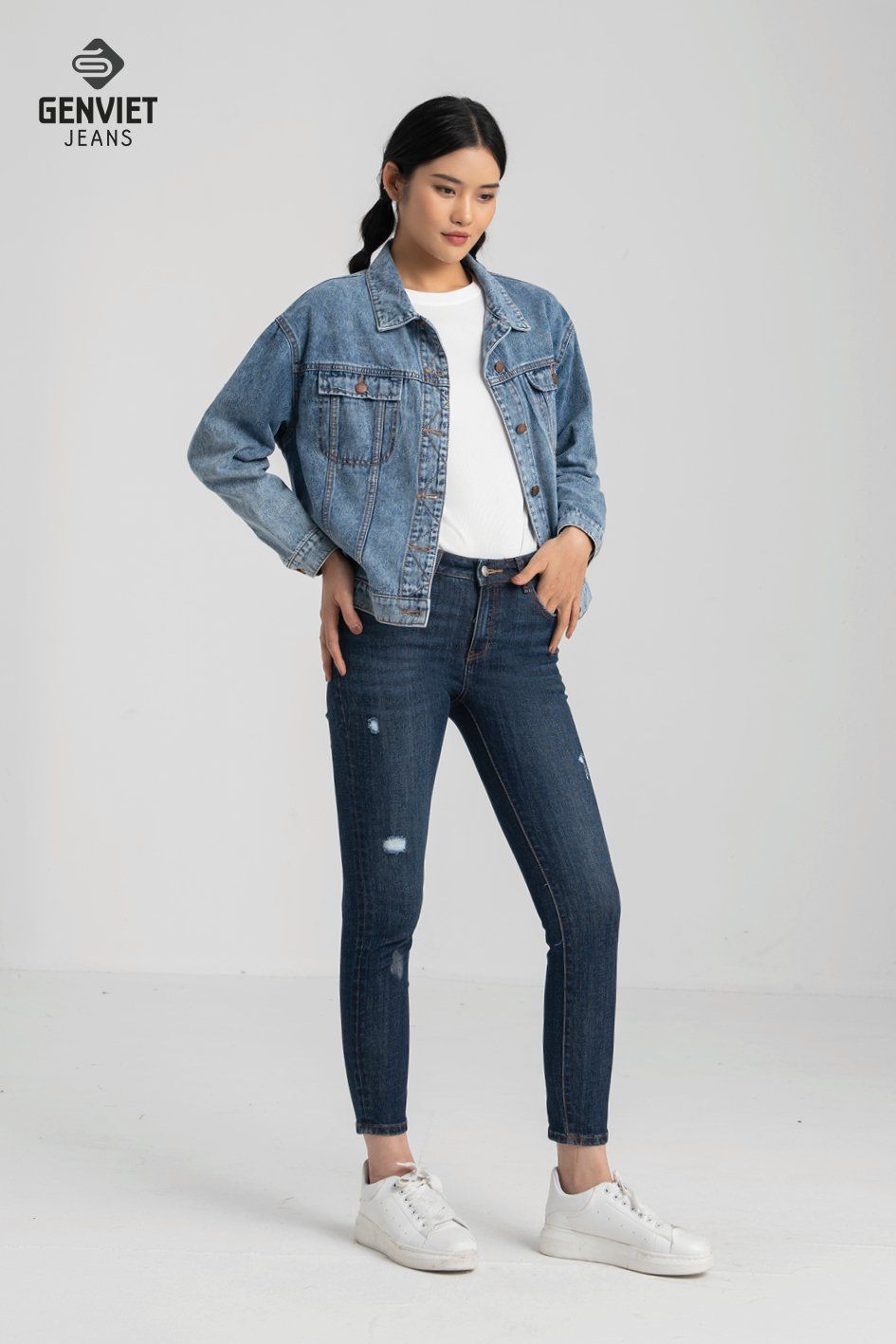  Áo Khoác 1 Lớp Nữ Jeans Suông TK124J8042 