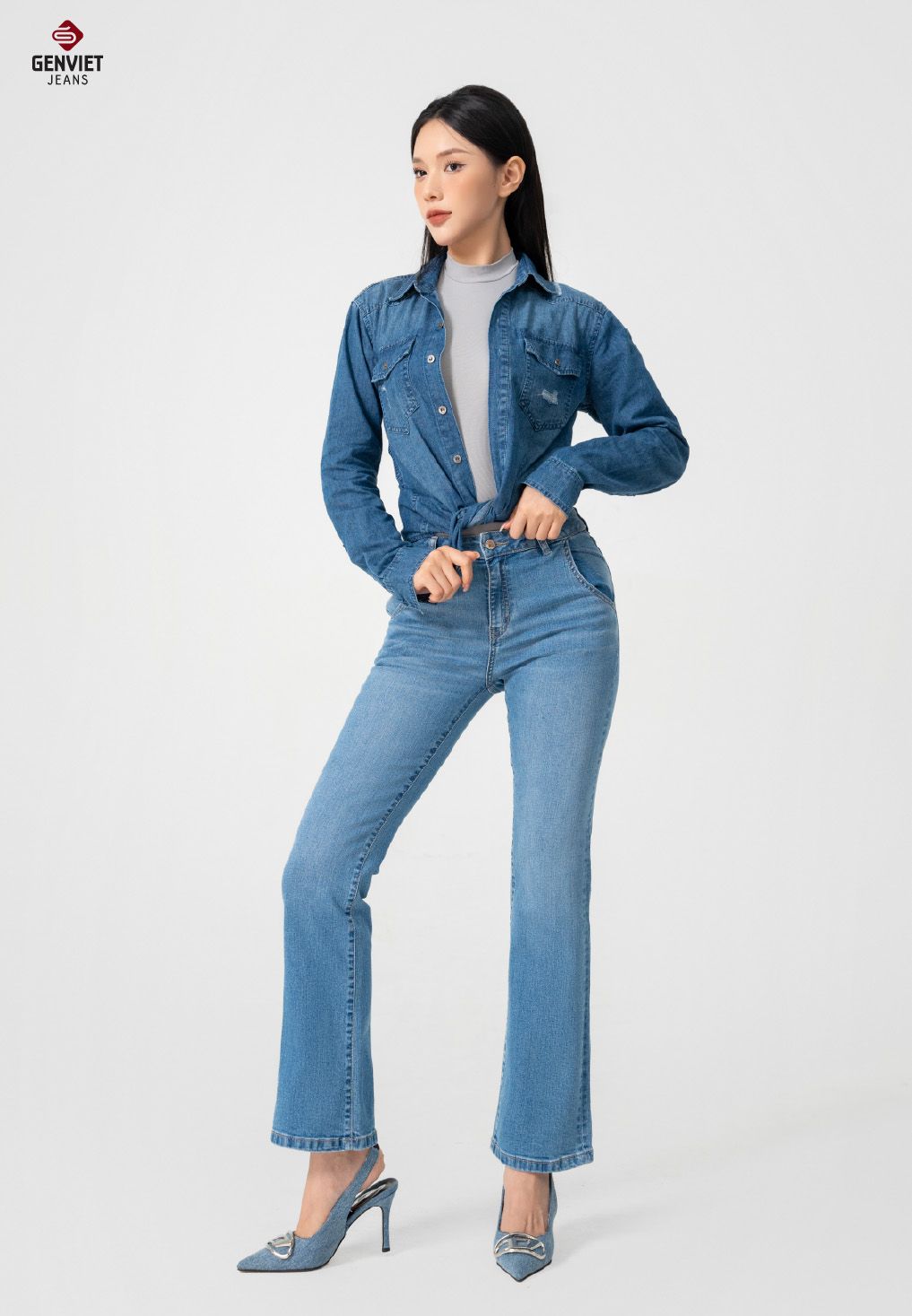  Quần Dài Nữ Jeans Ống Vảy DQ110J8408 