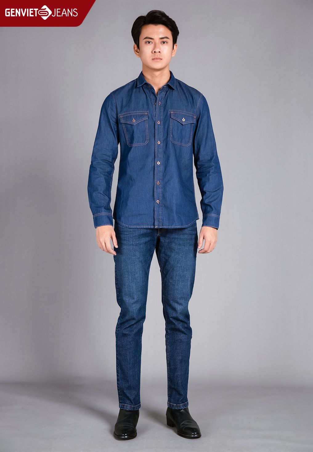  Áo Sơ Mi Dài Tay Nam Jeans Ôm Vừa T3121J2313 