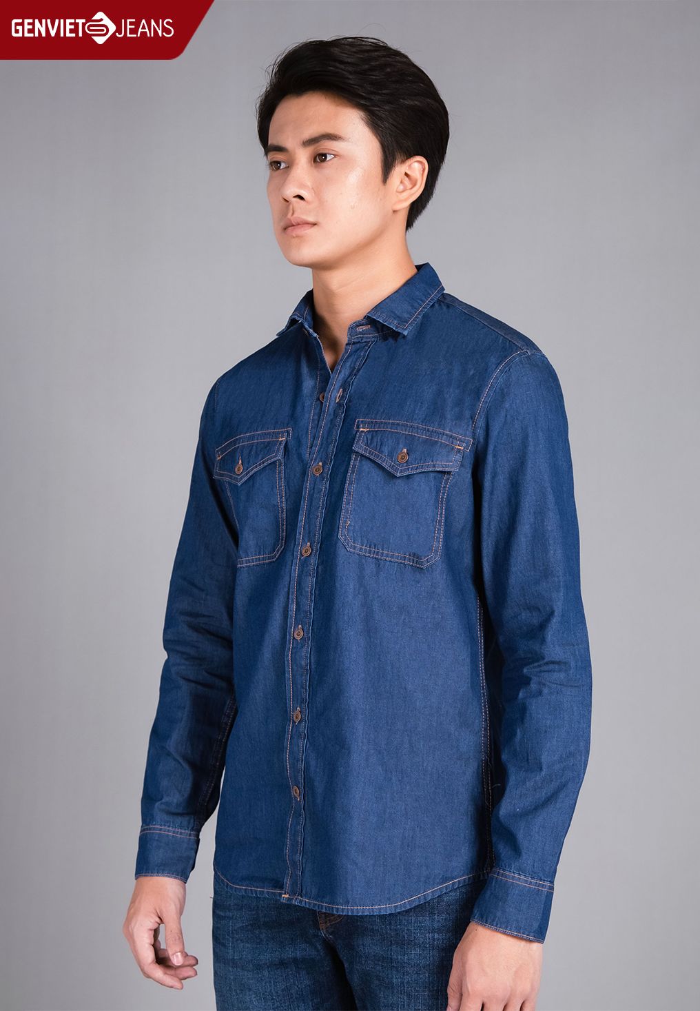  Áo Sơ Mi Dài Tay Nam Jeans Ôm Vừa T3121J2313 