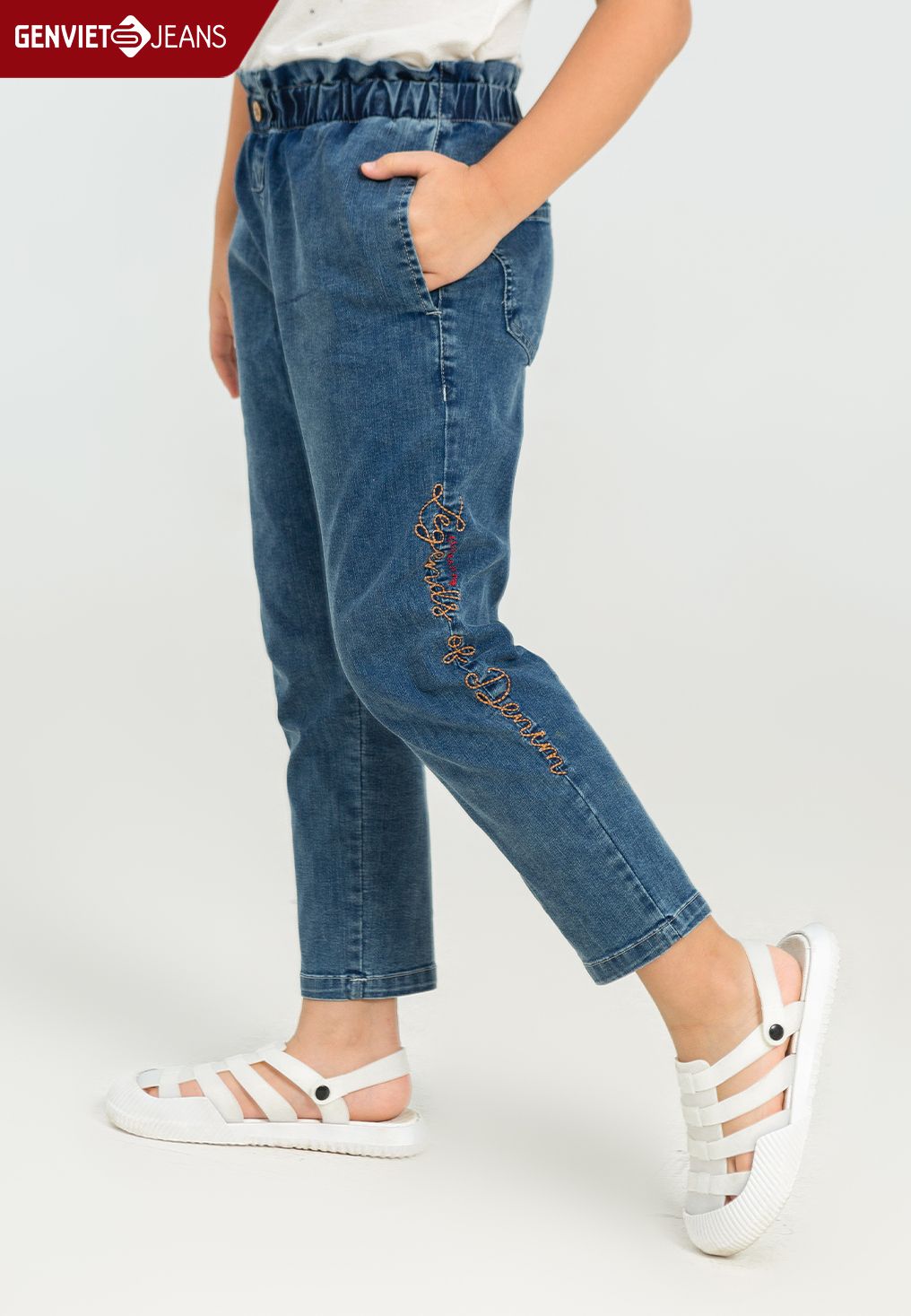  Quần Dài Bé Gái Jeans Col Thụng NQ104J2150 