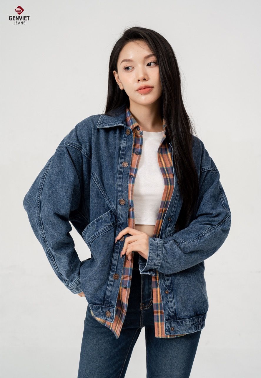  Áo Khoác 1 Lớp Nữ Jeans Suông Free Size XK124J8457 