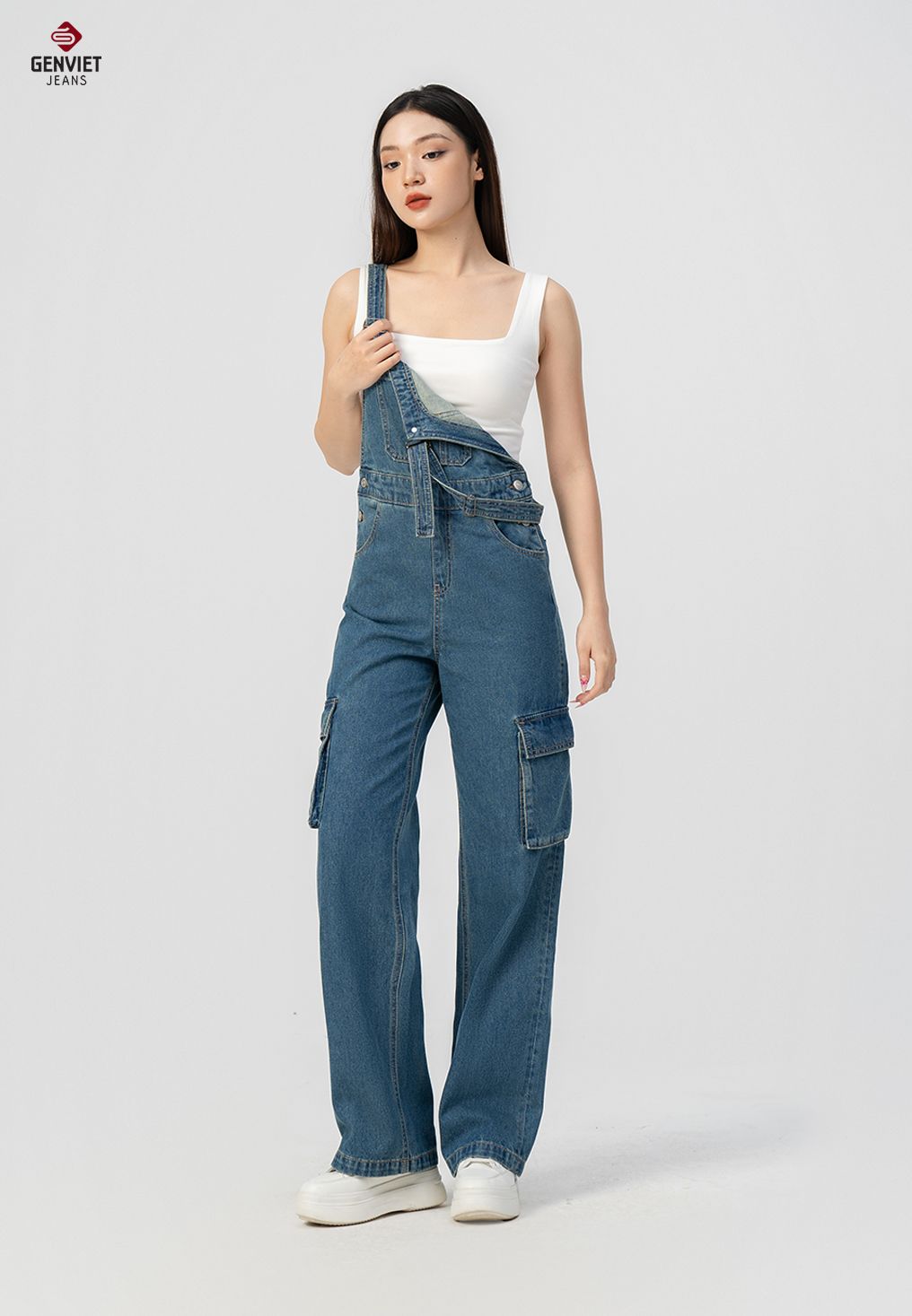  Yếm Dài Nữ Jeans Suông Trẻ Trung TY124J8554 