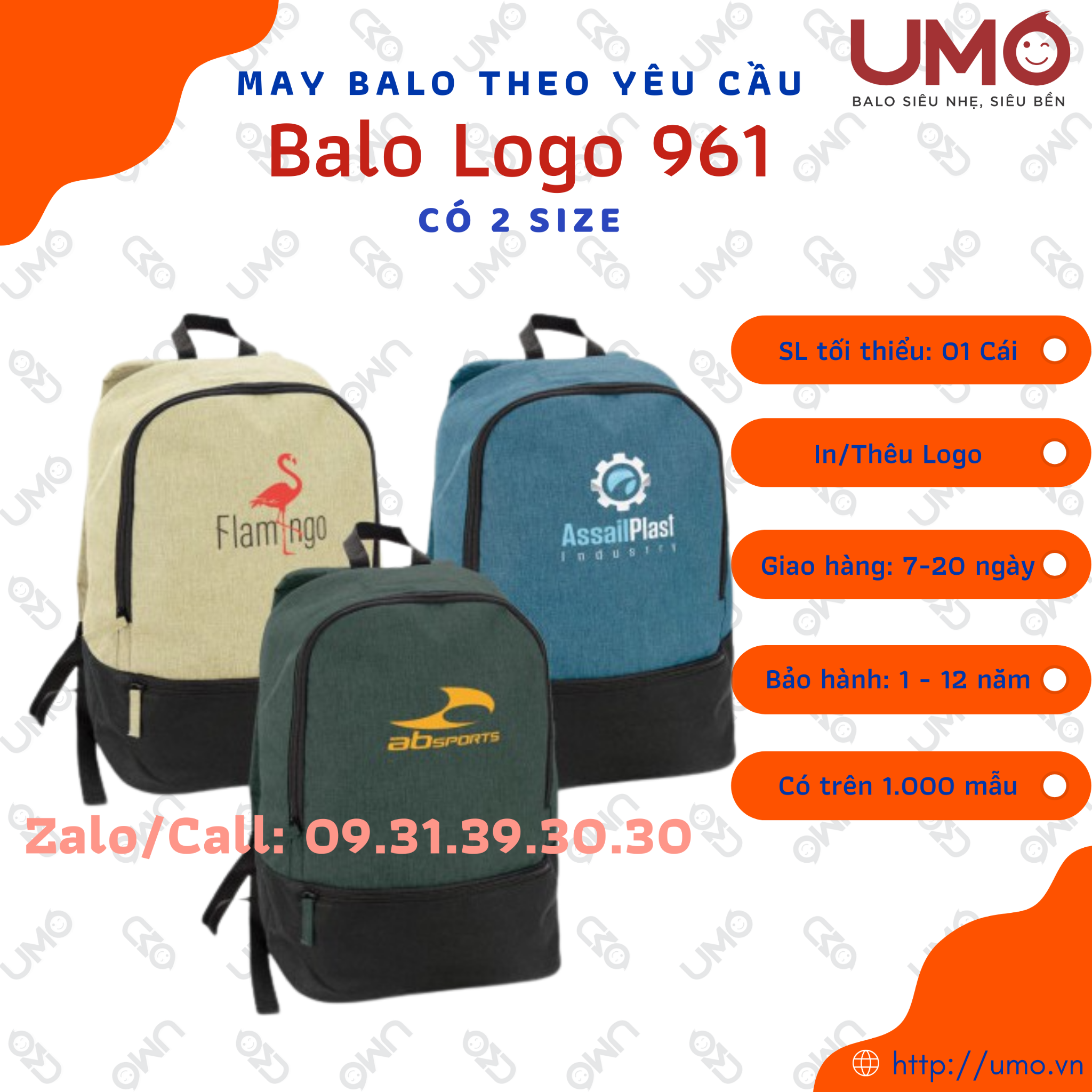  May Balo Theo Yêu Cầu - Balo Logo LB2B963 