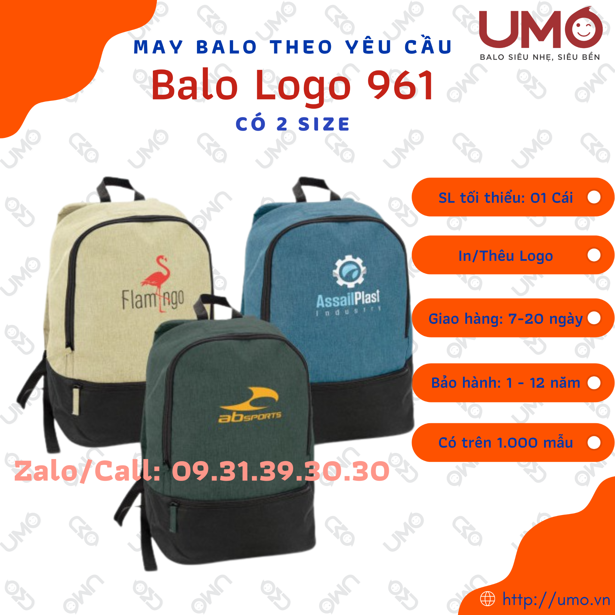 May Balo Theo Yêu Cầu - Balo Logo LB2B972