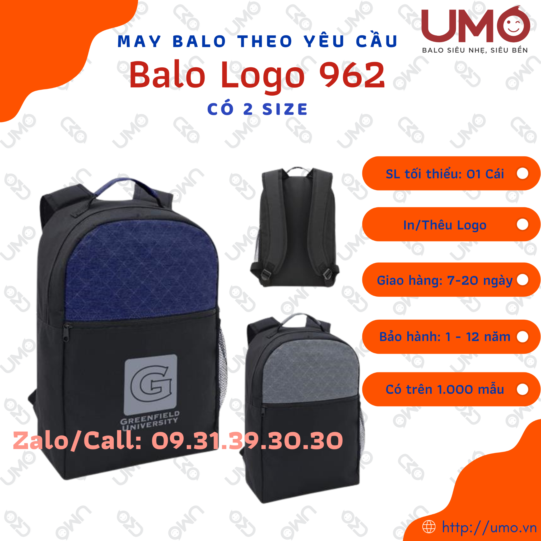  May Balo Theo Yêu Cầu - Balo Logo LB2B972 