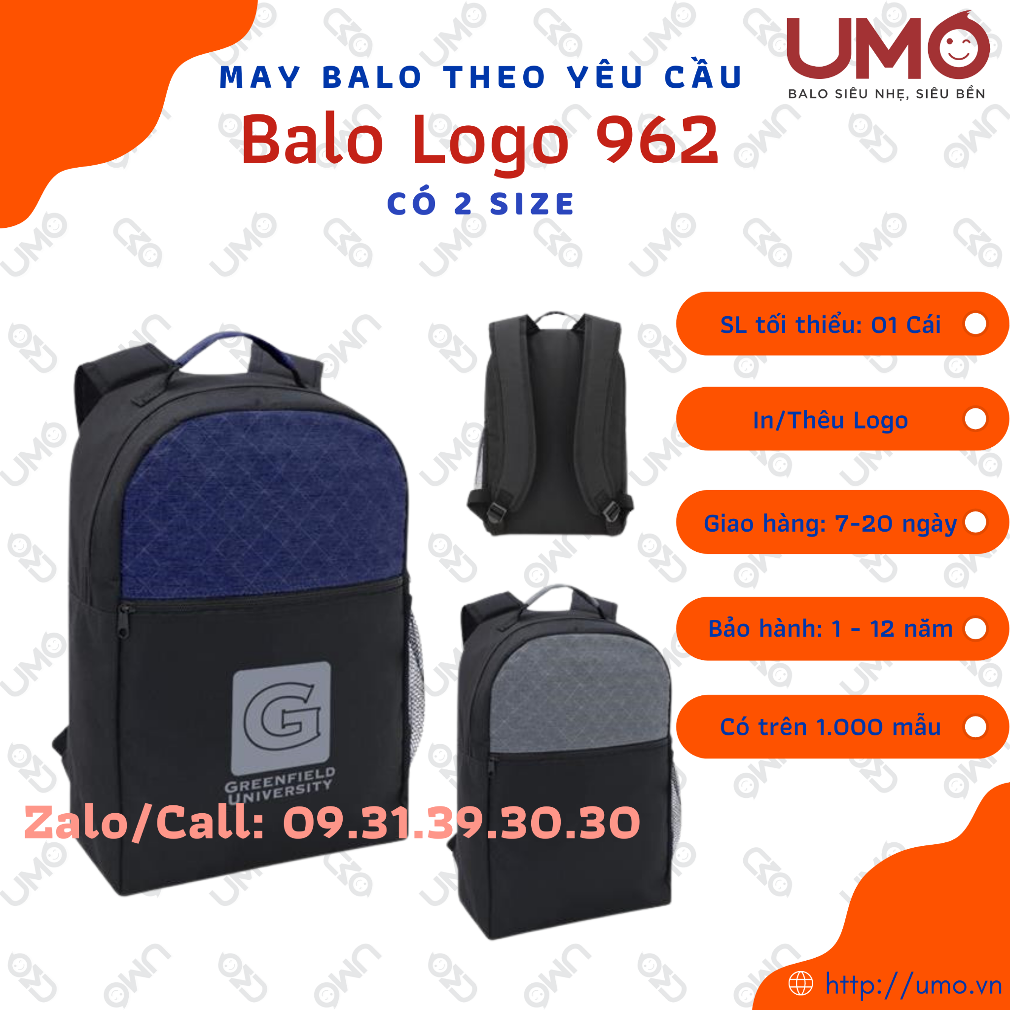 May Balo Theo Yêu Cầu - Balo Logo LB2B975
