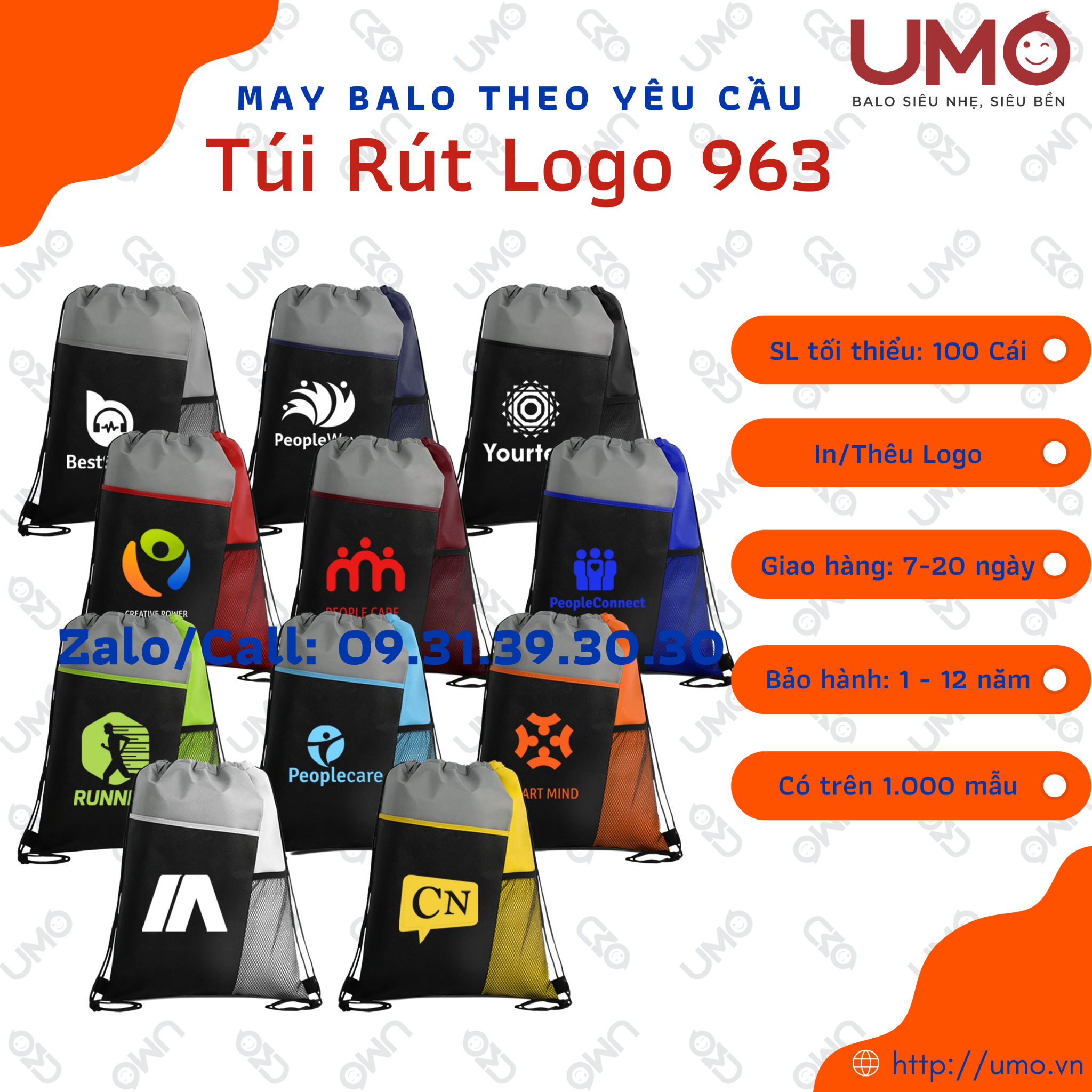 May Balo Theo Yêu Cầu - Balo Logo LB2B963